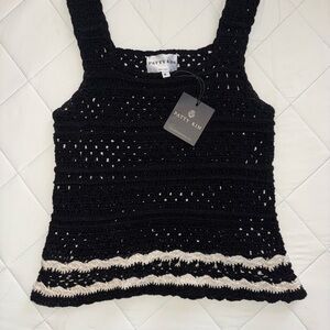 Patty Kim Black and Cream Crochet Tank Top